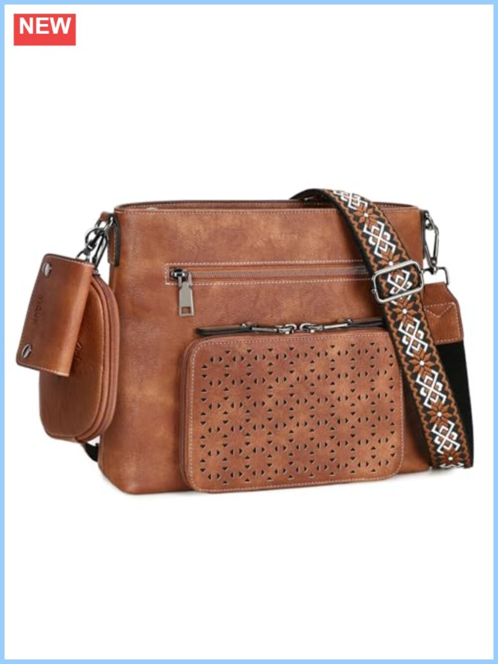 PU Leather Crossbody Bag RFID Wallet Multi Pocket Adjustable Strap